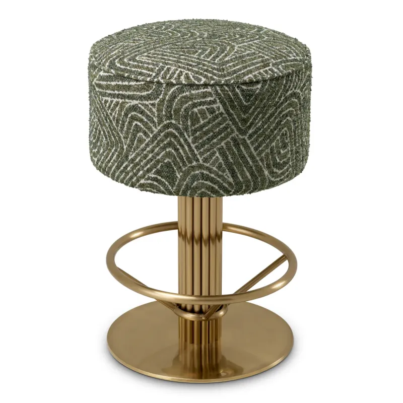 Luxury Upholstered Bar Stool with Gold Pedestal Base H. 68 cm. - Luxury Bar Furniture by Luxury Group International