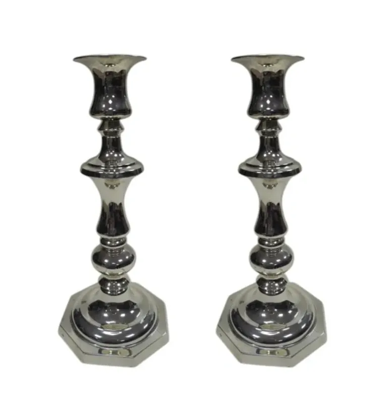 Luxury Urn-Form Bronze Candlestick Pair with Flared Candle Cups by Luxury Group International