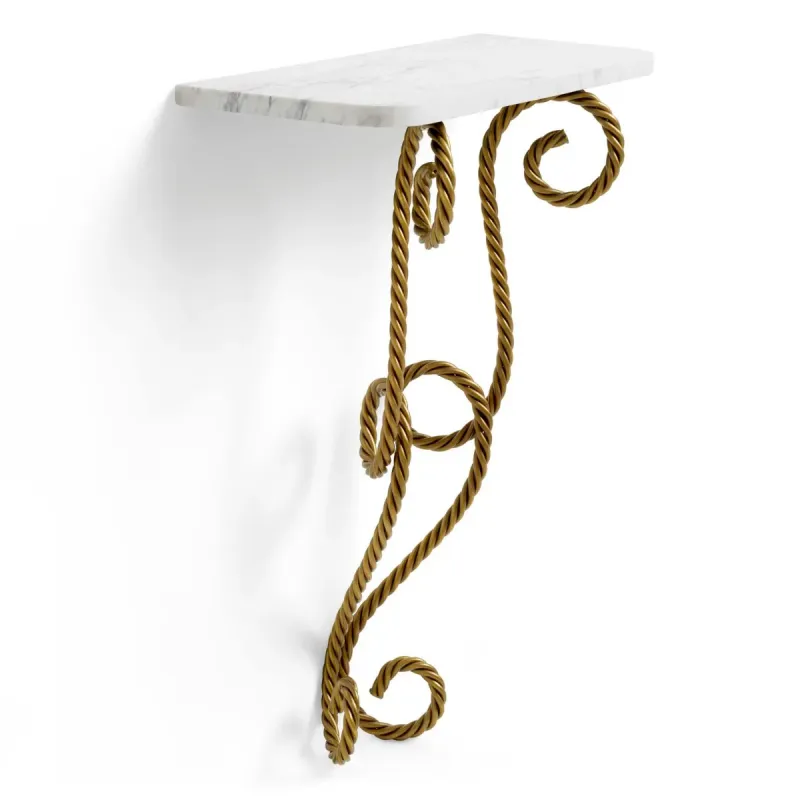Luxury Wall Mounted Console Table with Marble Top & Golden Twisted Scroll Support -Luxury Furniture Luxury Wall Mounted Console Table with Marble Top & Golden Twisted Scroll Support -Luxury Furniture Front View by Luxury Group International