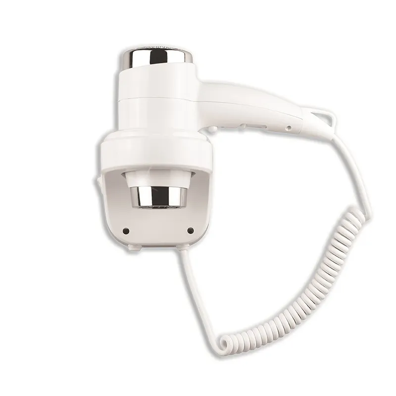 Luxury Wall Mounted Hotel Hair Dryer with Vertical Docking Base in Chrome Finish Front View by Luxury Group International