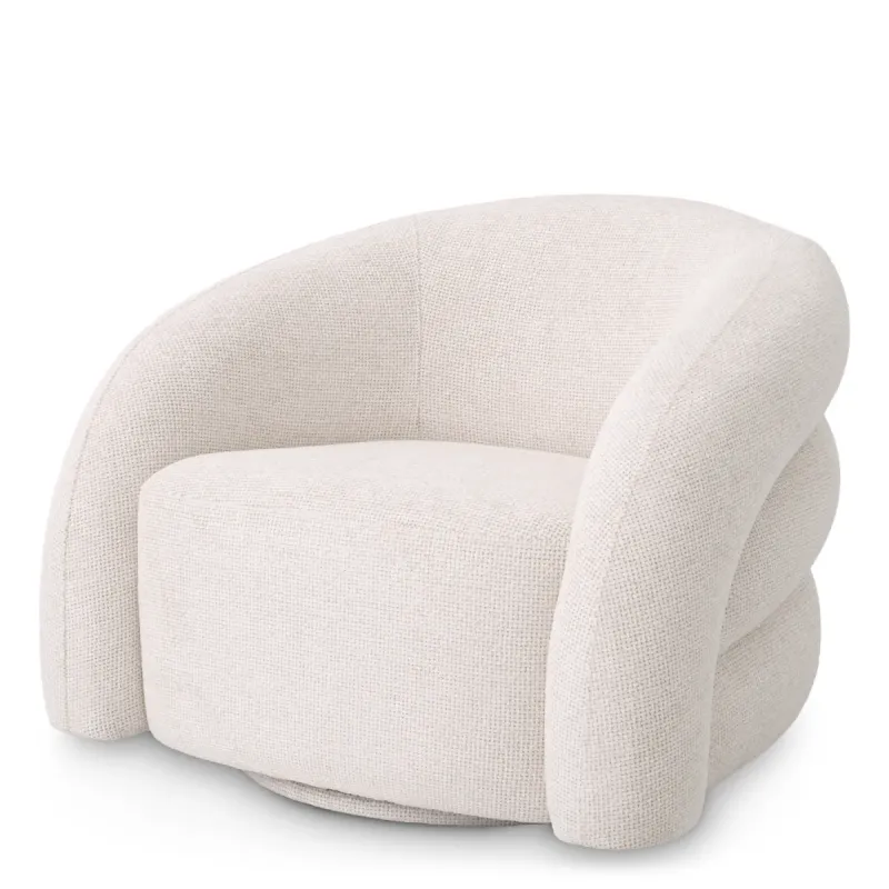 Luxury White Swivel Armchair 91 cm - Living Room & Hotel Furniture - Luxury Furniture Front View by Luxury Group International