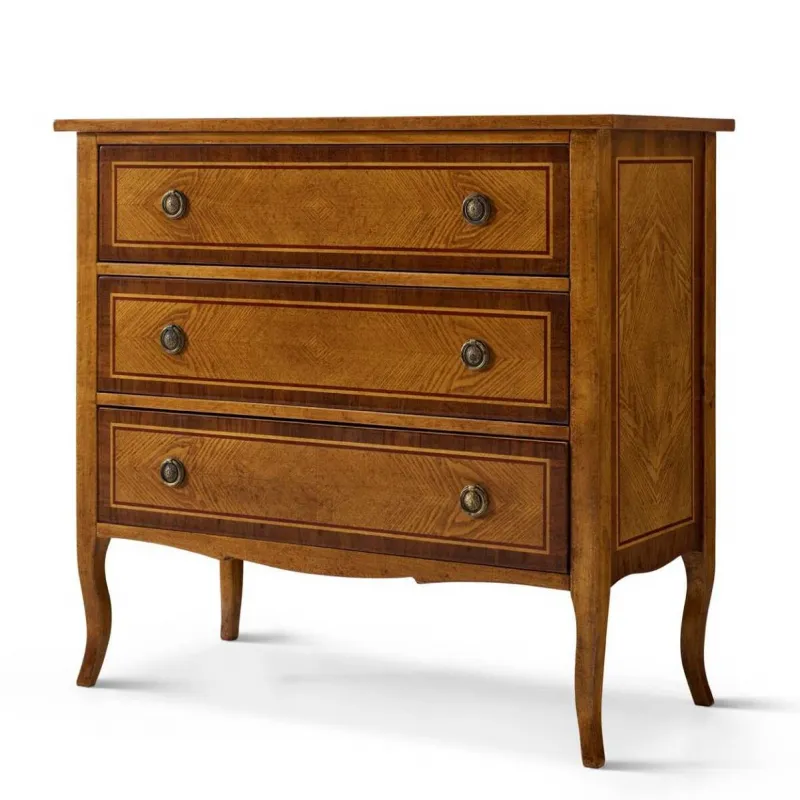 Luxury Wooden Chest of Drawers with Curved Leg Design - 3 Drawer Storage Front View by Luxury Group International