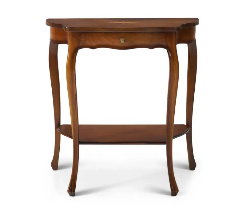 Luxury Wooden Console Table with Star Inlay Top & Integrated Drawer Storage Front View by Luxury Group International