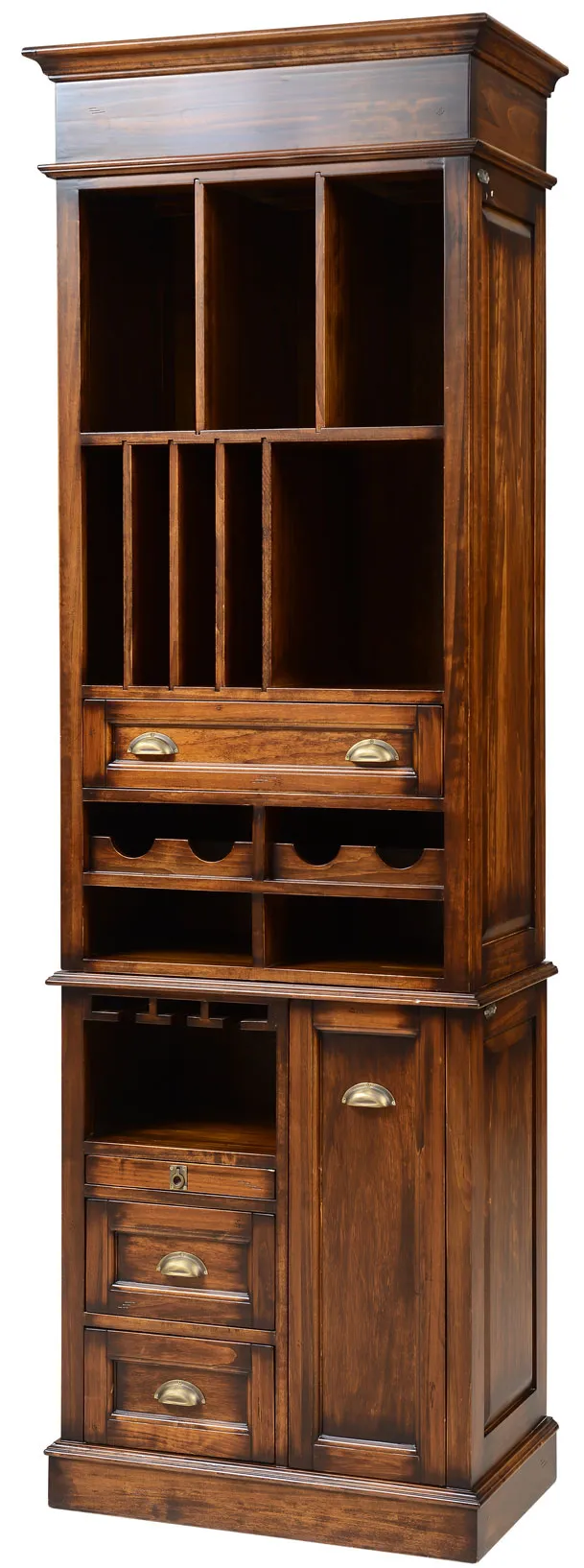 Armoire Étagère en Bois de Luxe avec Casier à Bouteilles, Tiroirs et Placard Inférieur - Armoire Étagère de Luxe Vue de face par Luxury Group International