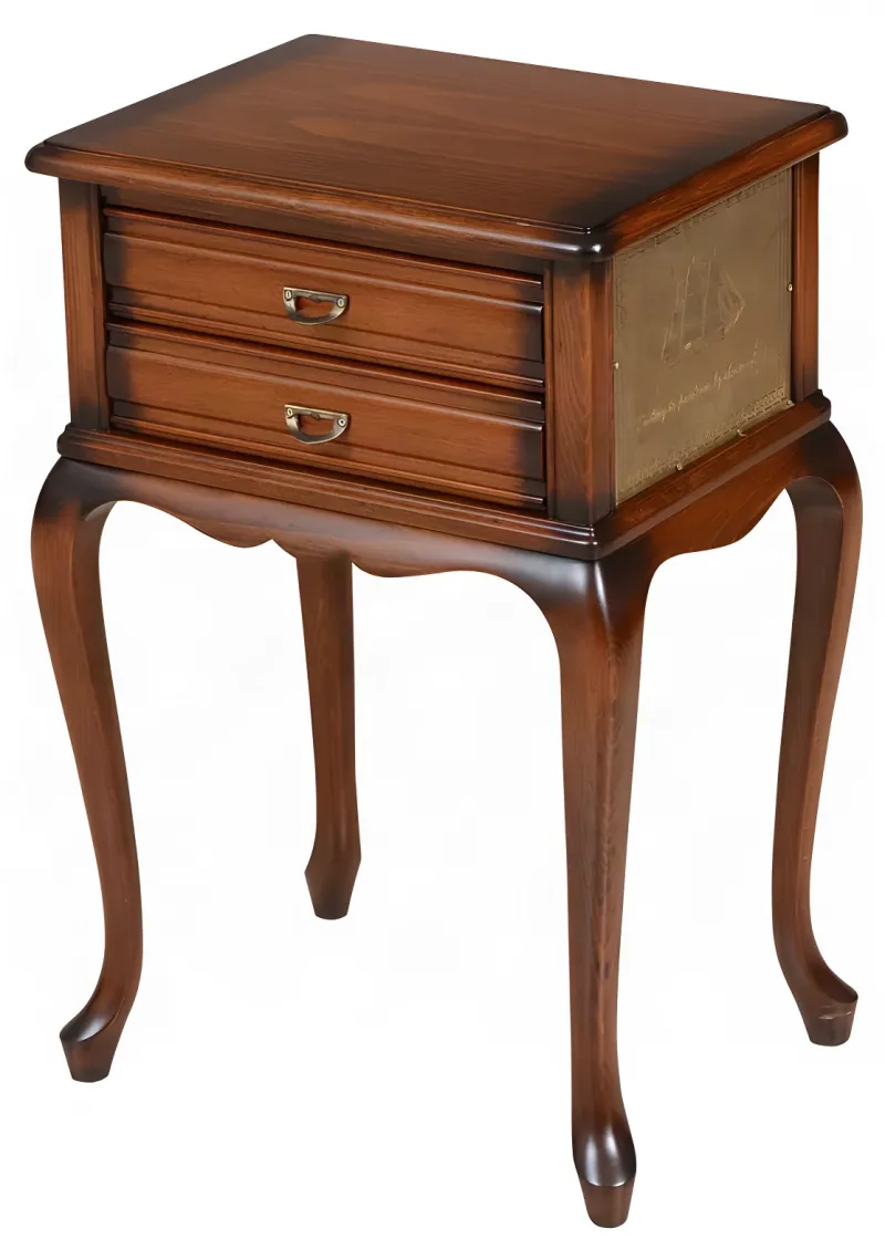 Luxury Wooden Side Table with Integrated Twin Drawers & Cabriole Legs - Luxury Side Table Front View by Luxury Group International