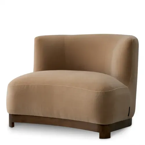 Luxury Wool Fabric Walnut Finish Chair Front View by Luxury Group International