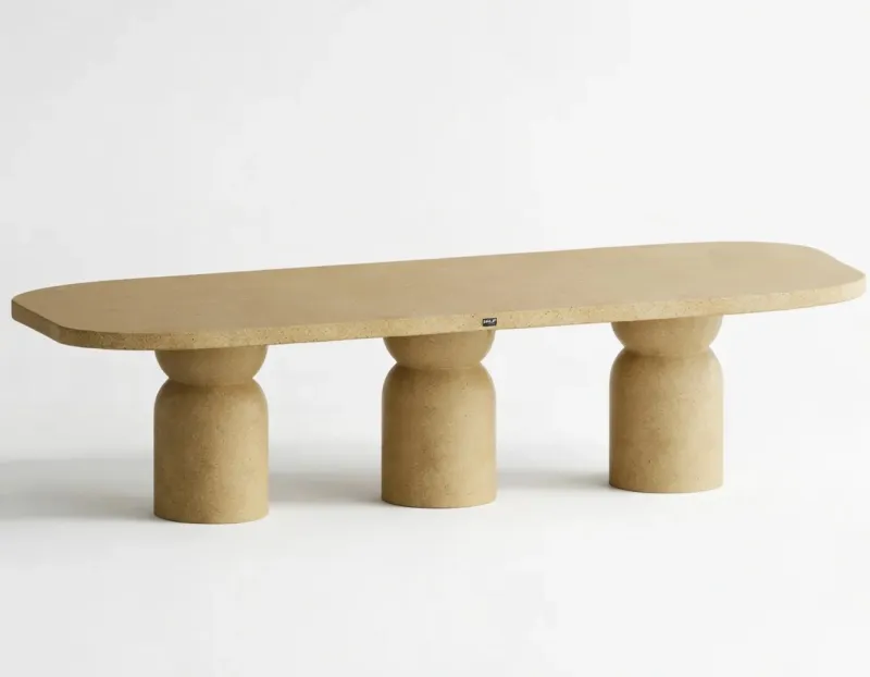 Luxury Yellow Sculptural Oval Pedestal Table for Indoor & Outdoor Living by Luxury Group International