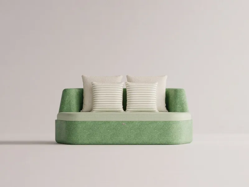 Divano Curvo da Esterno Verde Menta con Cuscini – 178 cm - Mobili di Lusso per Hotel Vista frontale di Luxury Group International