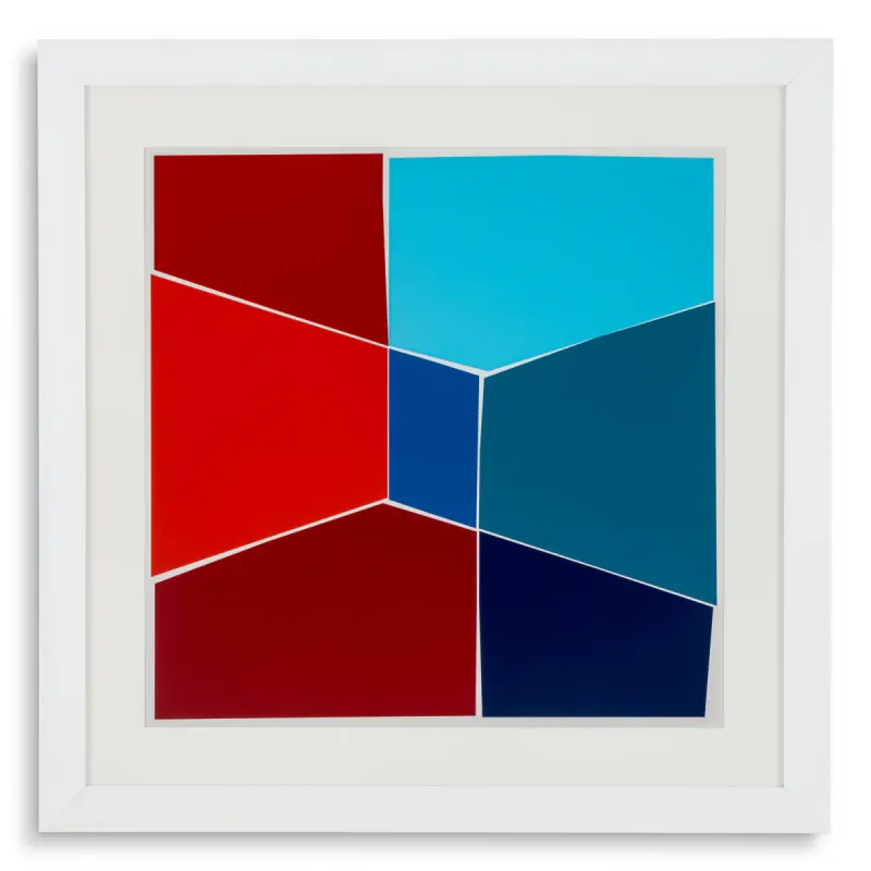 Luxury Geometric Silkscreen Wall Art Print in White Frame 112 cm by Luxury Group International