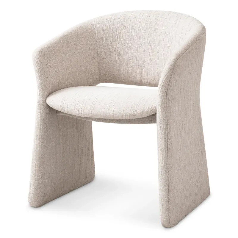 Modern Cream Upholstered Dining Chair with Curved Backrest - Luxury Hotel Furniture Modern Cream Upholstered Dining Chair with Curved Backrest - Luxury Hotel Furniture Front View by Luxury Group International