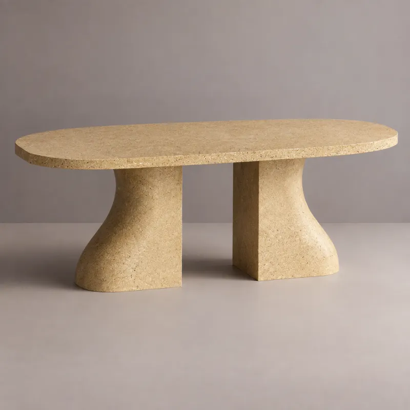 Mesa de Comedor Moderna con Base Escultural de Pedestal y Diseño de Tapa Redondeada - Mobiliario de Lujo para Hoteles por Luxury Group International