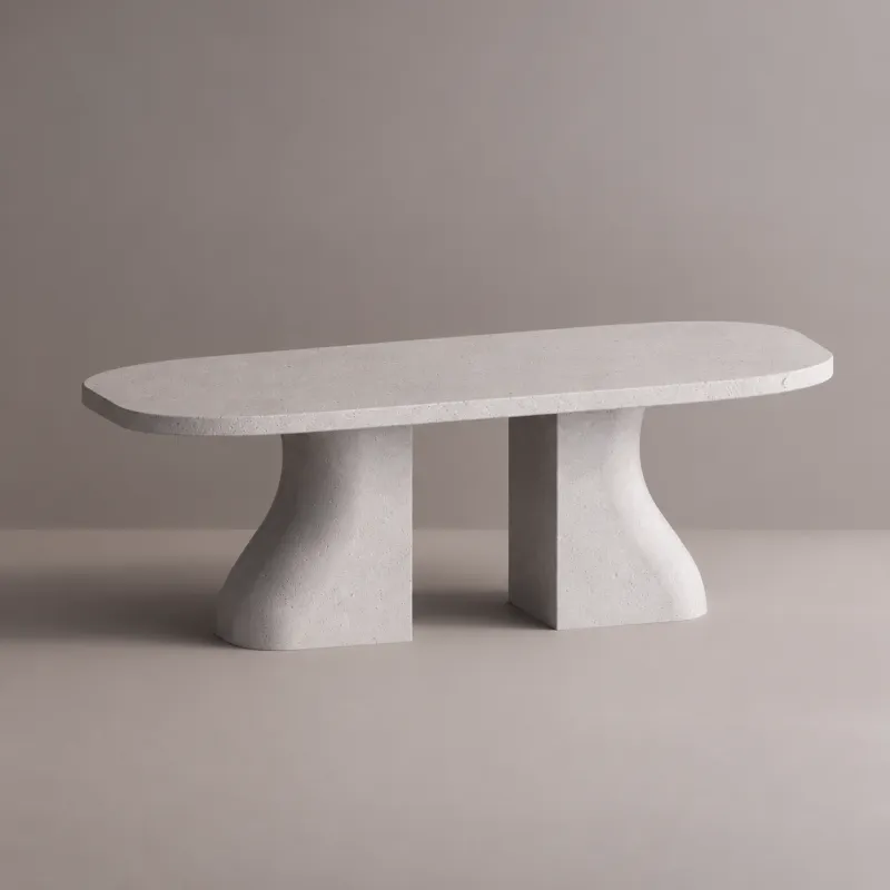 Mesa de Comedor Moderna con Base Escultural de Pedestal y Diseño de Tapa Redondeada - Mobiliario de Lujo para Hoteles por Luxury Group International