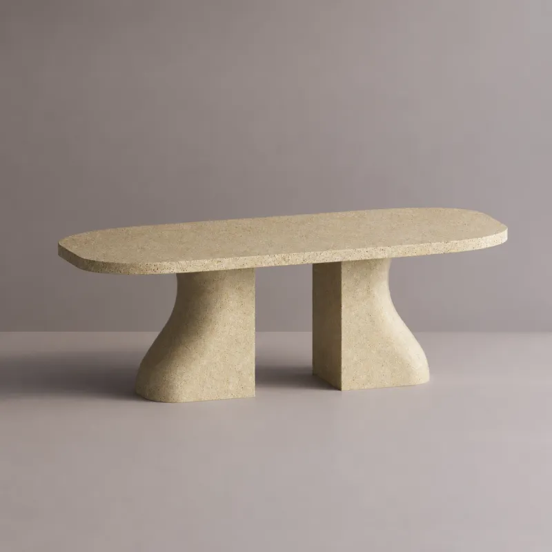 Mesa de Comedor Moderna con Base Escultural de Pedestal y Diseño de Tapa Redondeada - Mobiliario de Lujo para Hoteles por Luxury Group International