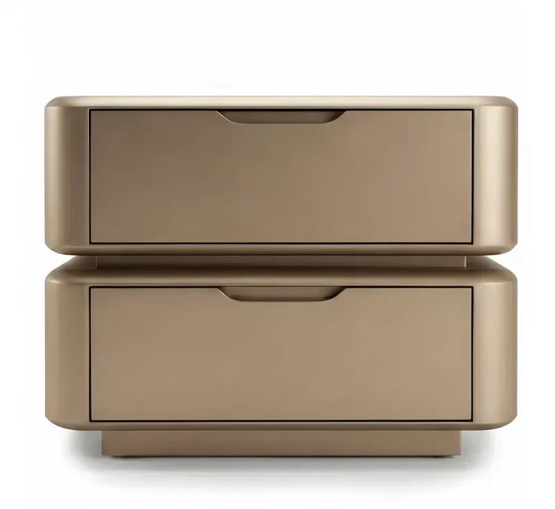 Luxury Champagne Beige Two-Drawer Nightstand for Elegant Bedrooms -Luxury Hotel Furniture by Luxury Group International