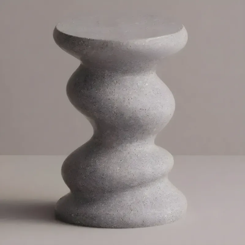 Luxury sculptural concrete side table with wavy scalloped design - Luxury hotel furniture by Luxury Group International