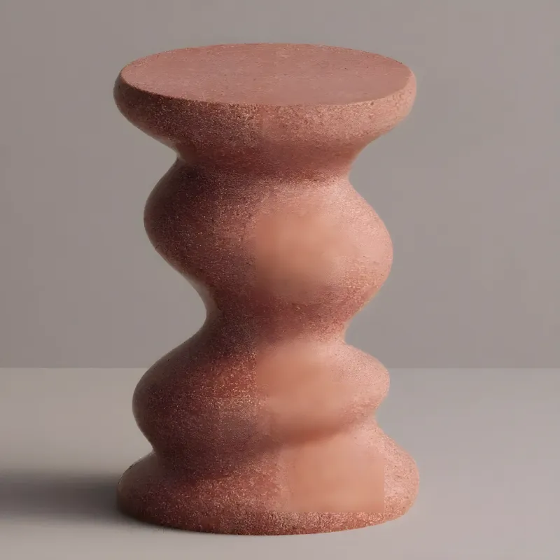 Luxury sculptural concrete side table with wavy scalloped design - Luxury hotel furniture by Luxury Group International