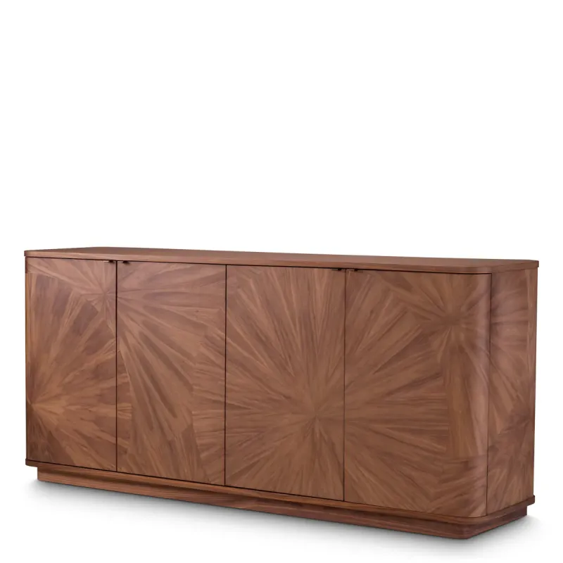 Luxury Walnut Brown Sunburst Veneer Sideboard Cabinet - Luxury Sideboard by Luxury Group International