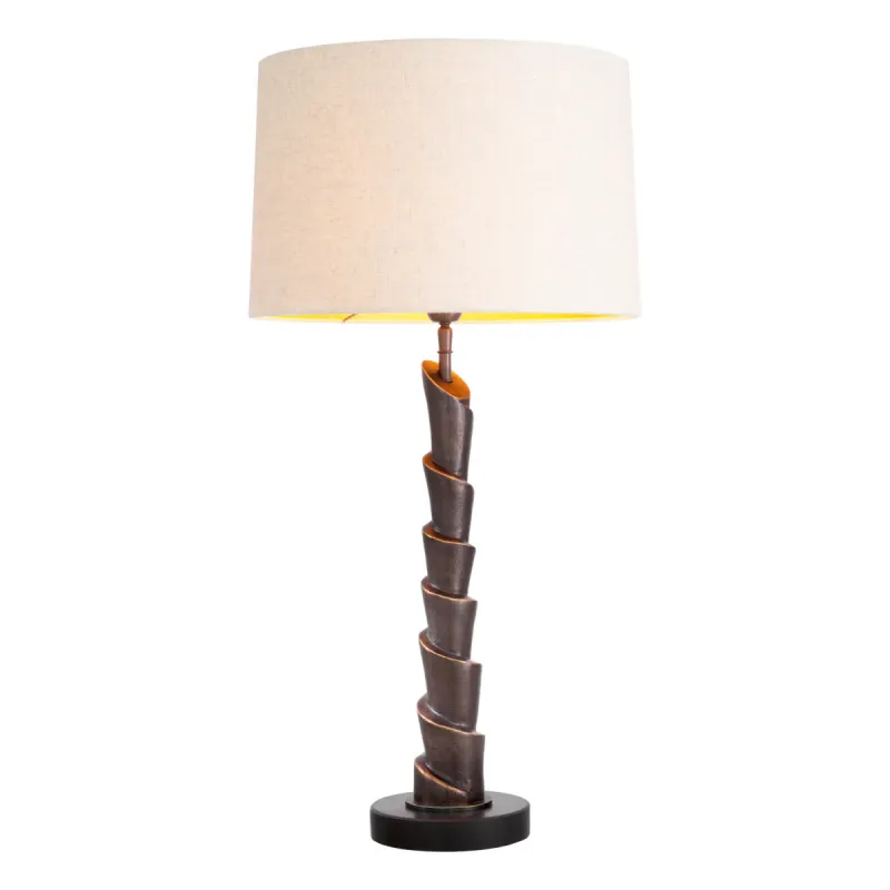 Luxus Tischlampe aus verdrehtem Metall mit Stoffschirm für elegante Innenräume von Luxury Group International