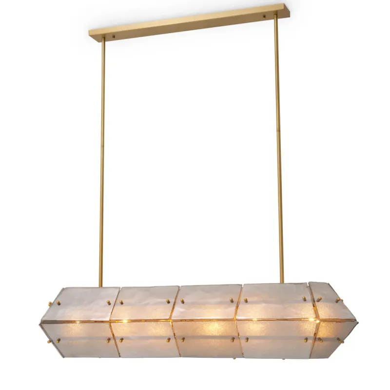 Lampadario a Sospensione Rettangolare in Vetro Moderno di Lusso – Illuminazione Elegante Oro per Interni Contemporanei di Luxury Group International