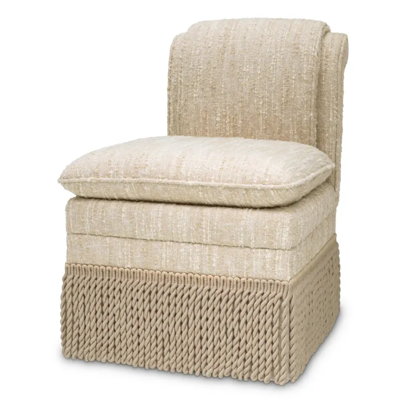 Luxury Cream Fabric Dining Chair with Fringe - Luxury Dining Chair - Luxury Hotel Furniture by Luxury Group International