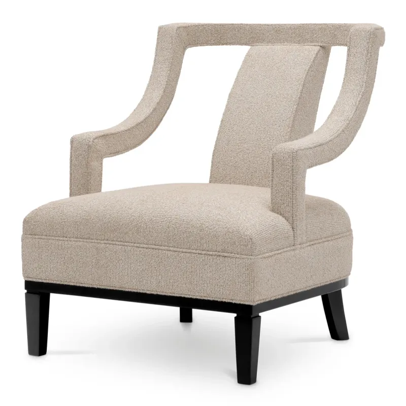 Luxury Cream Textured Armchair with Open Back Curved Arms - Luxury Hotel Furniture by Luxury Group International