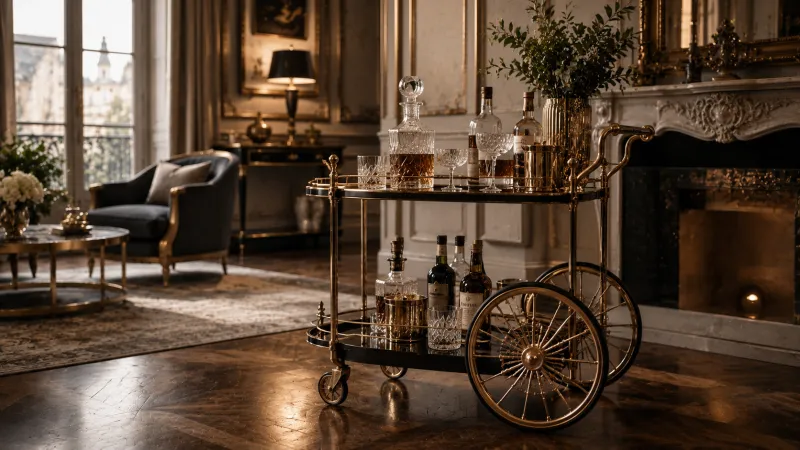 Rolling Elegance: How Vintage Bar Cart Wheels Bring Character to Luxury Interiors