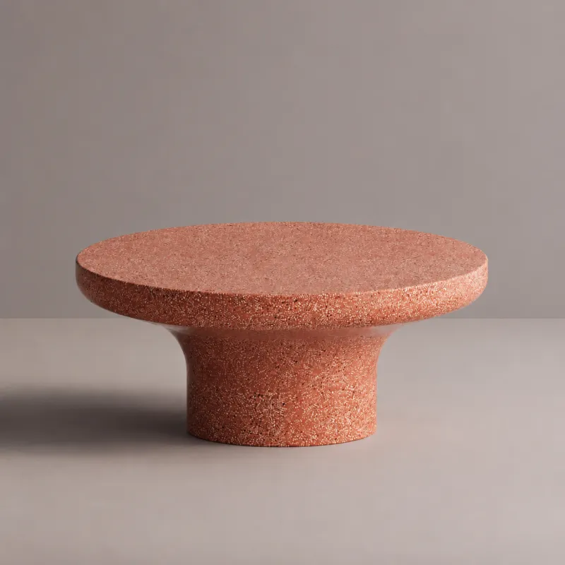 Tavolino Rotondo con Base Scultorea in Terrazzo - Mobili da Esterno di Lusso di Luxury Group International