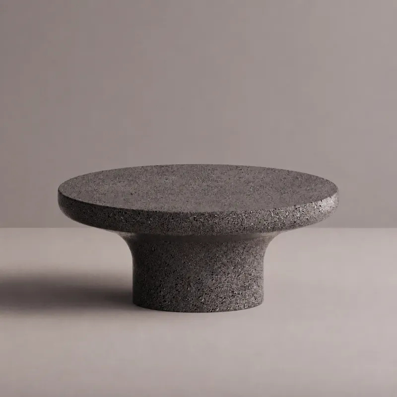 Tavolino Rotondo con Base Scultorea in Terrazzo - Mobili da Esterno di Lusso di Luxury Group International