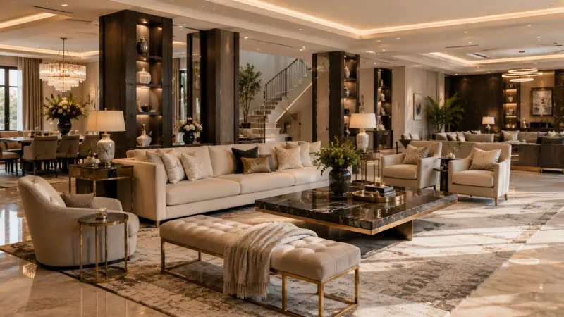 The Invisible Design Secret: How Side Benches Create Flow in Open Luxury Living Spaces