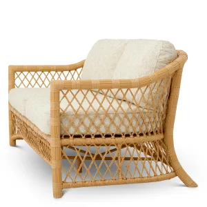 Luxury Faux Rattan Outdoor Sofa with Arden Natural Cushions 180 cm Side View by Luxury Group International