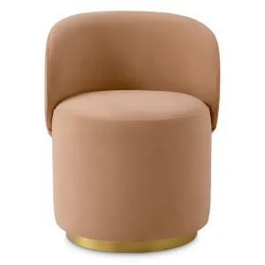 Luxus Samt-Fauteuil mit gebogener Rückenlehne und goldener Basis in Blush Beige von Luxury Group International