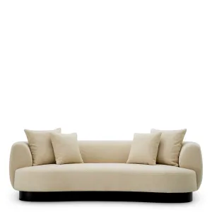 Luxus Modernes Sofa in Hellbeigem Strukturstoff mit Breiten Abgerundeten Armlehnen von Luxury Group International