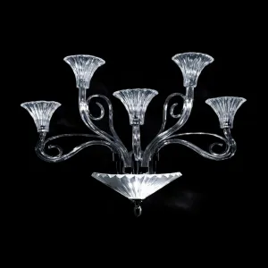 5 Light Luxury Artistic Wall lamp in Clear and Chrome with Frosted Curved Glass Front View by Luxury Group International