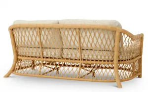 Luxury Faux Rattan Outdoor Sofa with Arden Natural Cushions 180 cm Back View by Luxury Group International