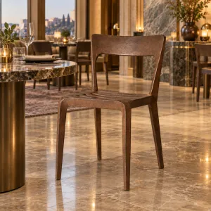 Modern Bronze Metal Dining Chair with Open Back and Slatted Seat - Luxury Dining Chair by Luxury Group International