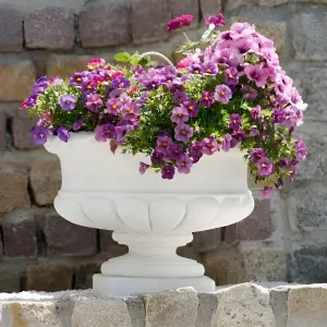 Luxury Classical Pedestal Bowl Garden Planter with Gadrooned Relief - Luxury Planters Lifestyle View by Luxury Group International