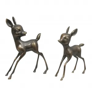 Luxus-Paar Rehkitz-Bronze-Skulpturen in Gold-, Antik- & Oxidiertem Finish von Luxury Group International