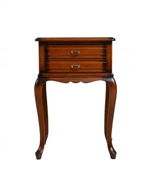 Luxury Wooden Side Table with Integrated Twin Drawers & Cabriole Legs - Luxury Side Table Front View by Luxury Group International