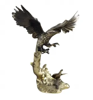 Luxury Majestic Eagle Bronze Sculpture with Outstretched Wings on a Sculpted Tree Branch by Luxury Group International