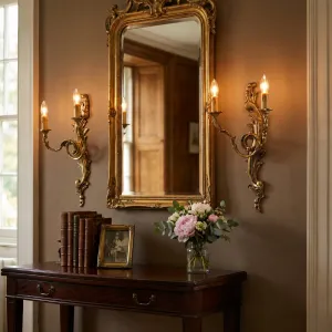Barock Bronze Luxus Kerzenhalter Set mit Ornamentalen Schnörkelarbeiten - 2 Kerzenarme Lifestyle-Ansicht von Luxury Group International