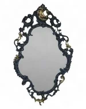 Baroque Luxury Bronze Rocaille Cartouche Wall Mirror with Scroll Crest - Baroque Mirrors Front View by Luxury Group International