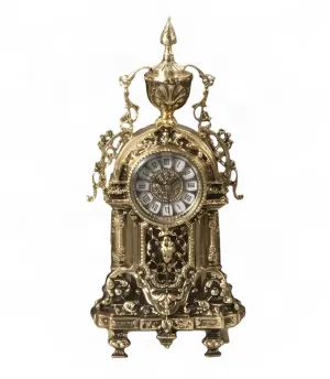 Baroque Luxury Bronze Table Clock with Ornate Urn Finial Detailing - Luxury Home Accessories Front View by Luxury Group International