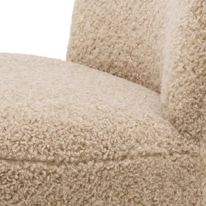 Beige Bouclé Armchair with Rounded Backrest and Contemporary Design - Luxury Hotel Furniture Detail View by Luxury Group International