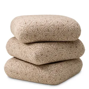 Sgabello Imbottito Beige con Motivo a Cuscini Sovrapposti - Mobili di Lusso per Hotel Vista frontale di Luxury Group International