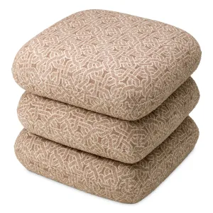 Sgabello Imbottito Beige con Motivo a Cuscini Sovrapposti - Mobili di Lusso per Hotel Vista frontale di Luxury Group International