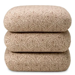 Sgabello Imbottito Beige con Motivo a Cuscini Sovrapposti - Mobili di Lusso per Hotel Vista laterale di Luxury Group International