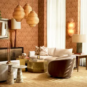 Tavolino rotondo in marmo beige con base a piedistallo conico - Arredamento per hotel di lusso Vista lifestyle di Luxury Group International