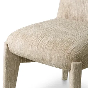 Beige Textured Fabric Modern Luxury Upholstered Dining Chair Detail View by Luxury Group International