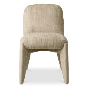 Beige Textured Fabric Modern Luxury Upholstered Dining Chair Front View by Luxury Group International