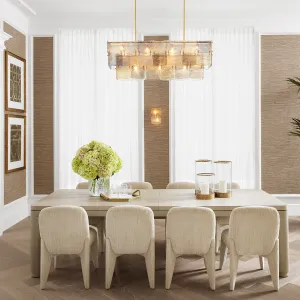 Beige Textured Fabric Modern Luxury Upholstered Dining Chair Lifestyle View by Luxury Group International